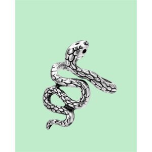 Silver and Black Color Snake Ring For  Women