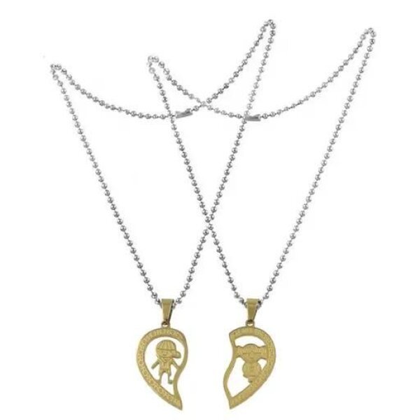 Stainless Steel Heart Shape Girl & Boy Valentine Locket With Chain For Couple - Image 2