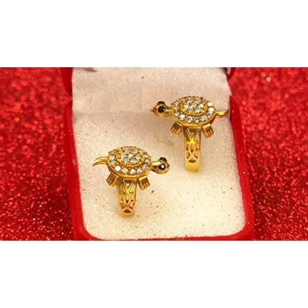 Panchdhatu Zircon Studded Turtle Meru Ring (Set Of 2) - Image 3