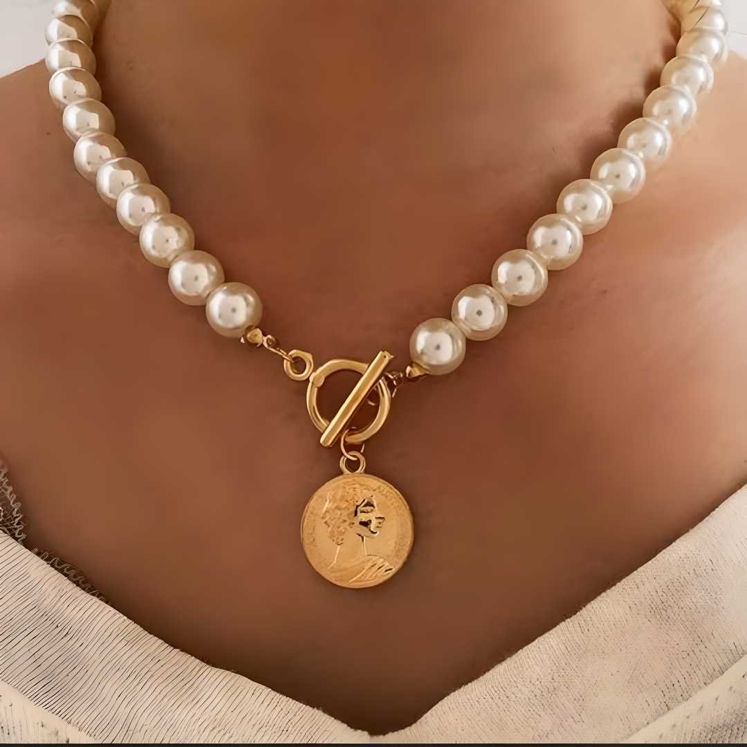 AVR JEWELS Pearl Coin Chain Necklace For Women - Image 2