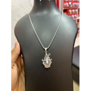 Lord Shiva With Nandi Silver Pendant Chain