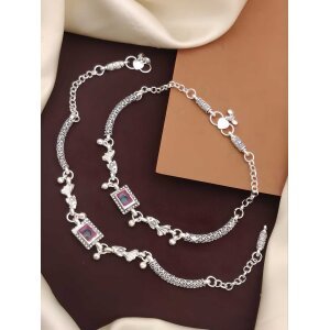 Womens Silver Plated Anklets
