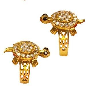 Panchdhatu Zircon Studded Turtle Meru Ring (Set Of 2)