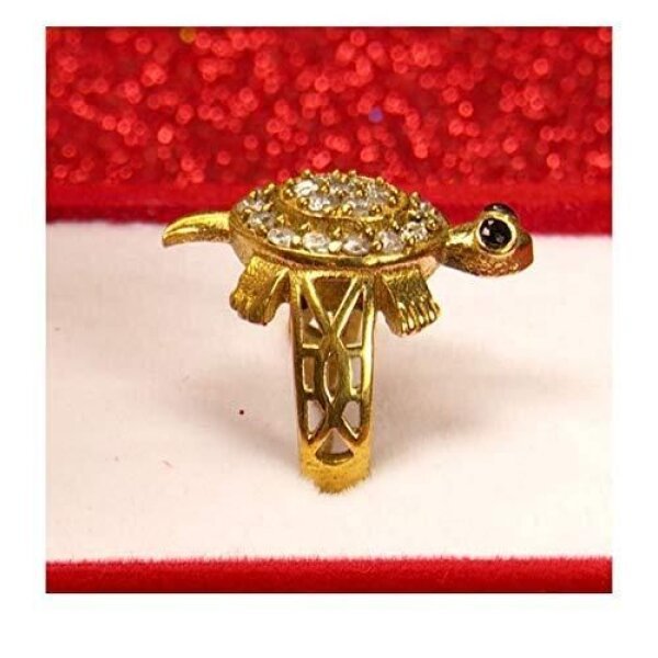 Panchdhatu Zircon Studded Turtle Meru Ring (Set Of 2) - Image 2