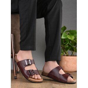 Mens Arizona Cherry Leather Slippers