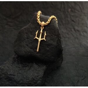 Gold Plated Trishul Pendant Chain