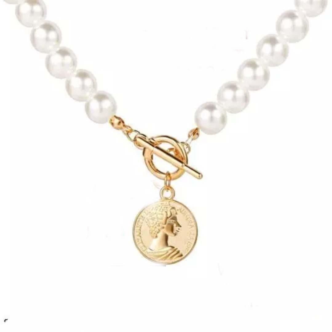 AVR JEWELS Pearl Coin Chain Necklace For Women - Image 4
