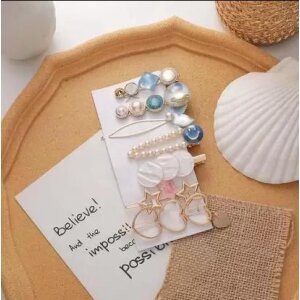 Gracious Pearl Gold Plated Hairclip Jewellery For Women Hair Pin (Blue)