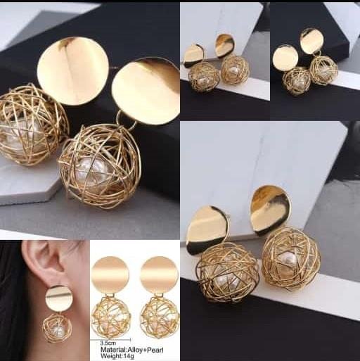 AVR JEWELS China Dangle Gold Double Disk Earrings For Women and Girls - Image 4