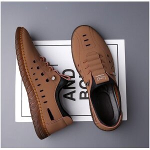 Mens Stylish Laser Cut Tan Casual Shoes