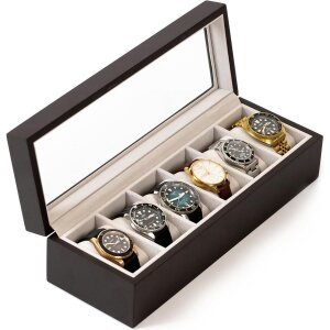 Wood Watch Box Organizer with Glass Display