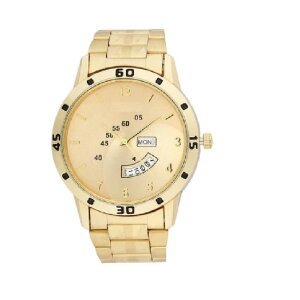 Mens Analog Stainless Steel Golden Watch