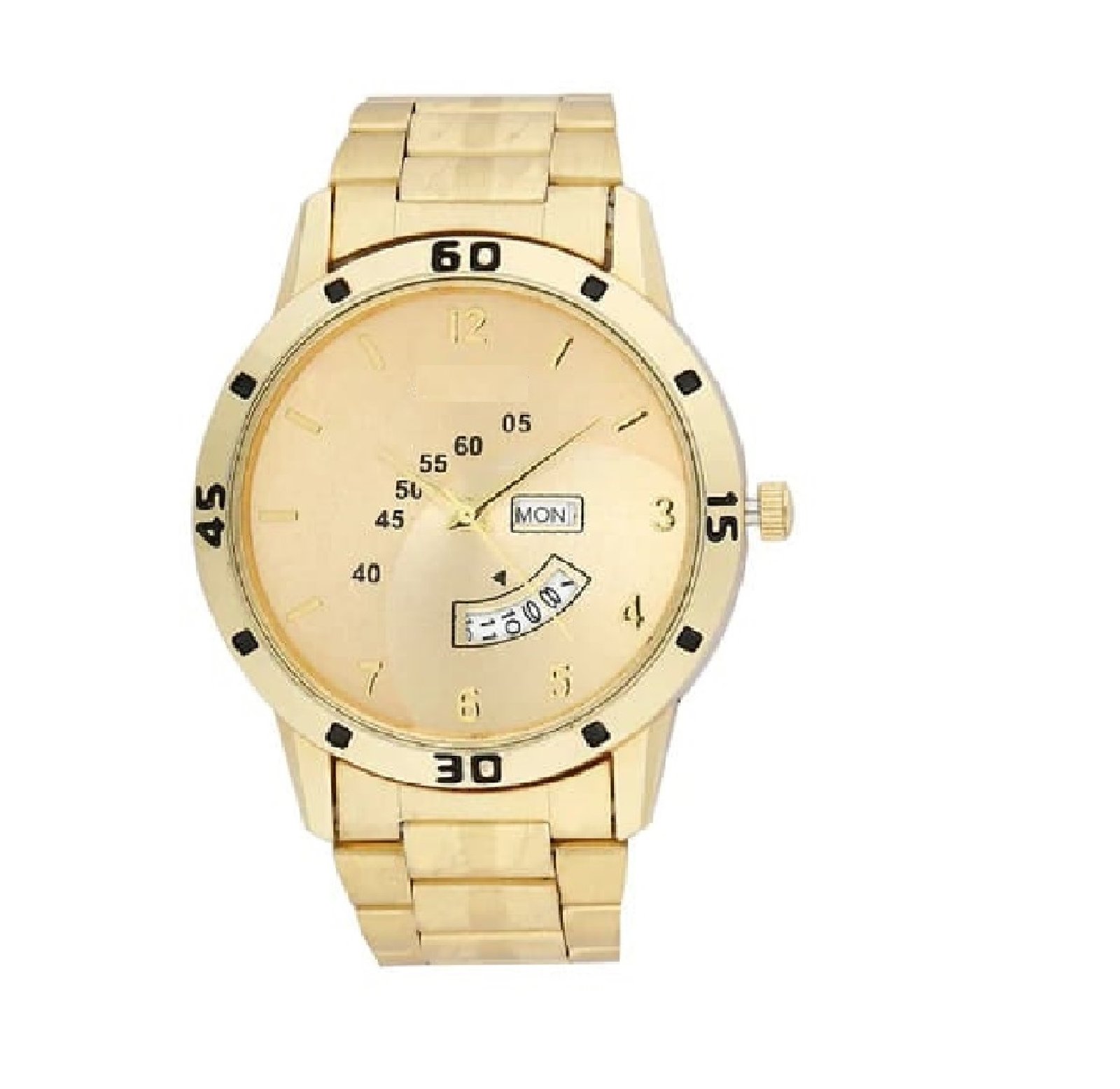 Mens Analog Stainless Steel Golden Watch