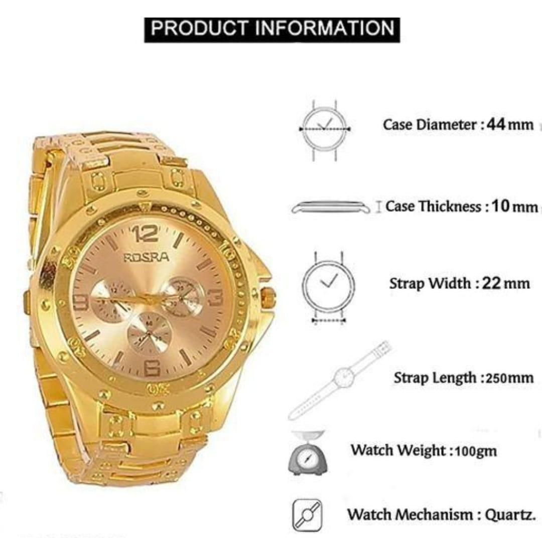 Mens Golden Stainless Steel Watches - Image 4