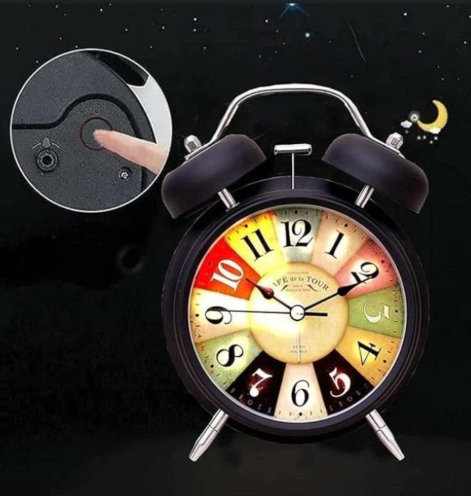 Metal European Style Vintage Silent Table Desk Alarm Clock - Image 2