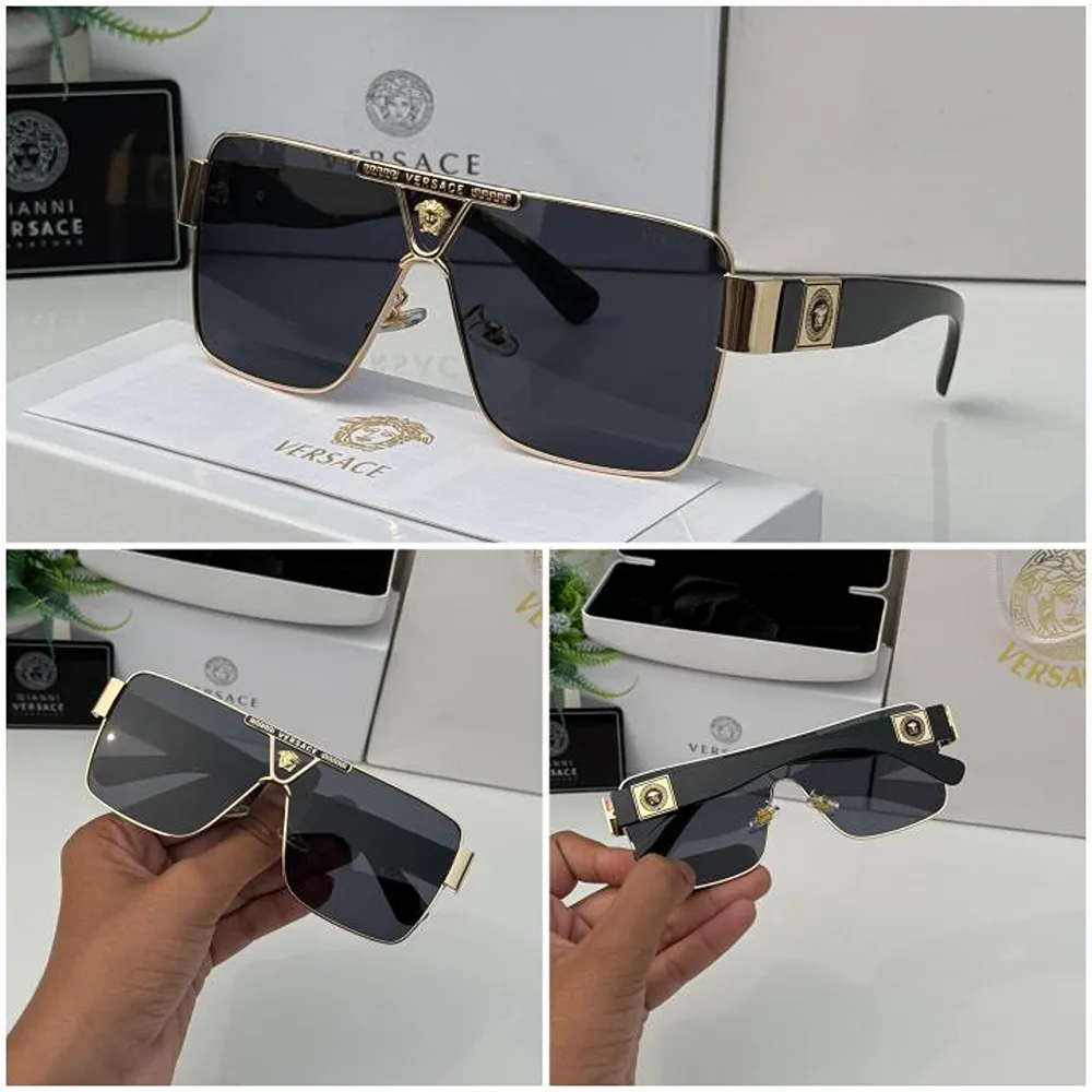 Luxury Versace Sunglasses Gold Black For Men (SUP3161) - Image 2
