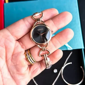 Premium Gucci Watch Rose Gold Black For Women (SUP1815)