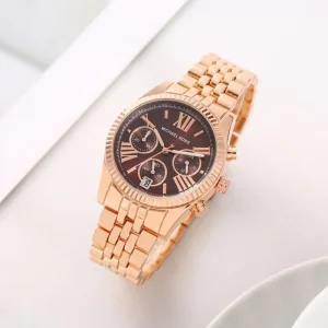 Trendy Michael Kors Lexington Watch Rosegold Brown Dial For Women (SUP1981)