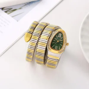 Luxurious Bvlgari Serpenti Snake Watch Gold Green For Women (SUP1873)