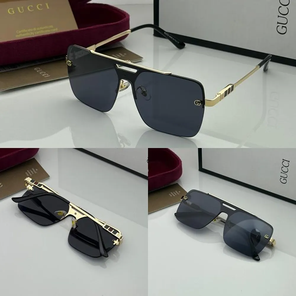 Stylish Gucci Sunglasses Gold Black For Men (SUP2886) - Image 2